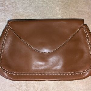 Bandolino Brown Leather Clutch with Flap Closure